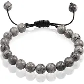 Memphis Verstelbare kralen armband Grijs Natuursteen 8mm