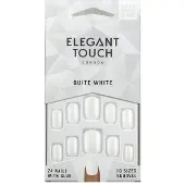 Elegant Touch Polished Colour Nails With Glue Squoval #quite White