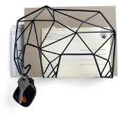 Kikkerland Brievenhouder - Grafische olifant - Zwart - Organiser - Metaal - 25x15x9CM