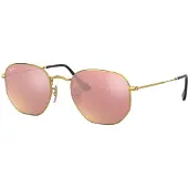 Ray-Ban Vierkant Unisex Goud Koperen Flash Spiegel RB3548N Zeshoekig