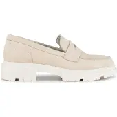 PS Poelman SOPHIE - Dames Chunky Loafers - Nubuck Suède - Licht Beige - Maat 37