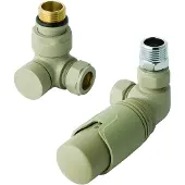 Eastbrook Valve radiator aansluitset haaks gedraaid met thermostaat 15mm cappuccino mat