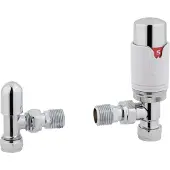 Eastbrook Valve radiator aansluitset haaks met thermostaat chroom/wit