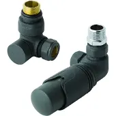 Eastbrook Valve radiator aansluitset haaks gedraaid met thermostaat 15mm antraciet mat