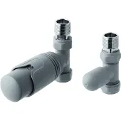 Eastbrook Valve radiator aansluitset recht met thermostaat grijs mat