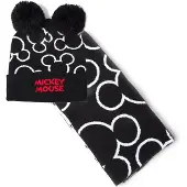Difuzed Disney Mickey Mouse - Silhouette Muts & Sjaal Set - Zwart/Wit