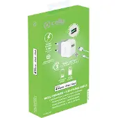 Celly Wandoplader USB-A+USB-A naar Lightning-kabel 12W