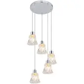 Rabalux Hestia 5305 Hanglamp - Klassiek, 5xE14, Chroom/Transparant
