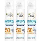 Garnier 3x Garnier Ambre Solaire Sensitive Expert+ Gezichtsspray Spf 50 75 Ml