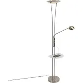 QAZQA Vloerlamp staal met leesarm incl. LED en USB-poort - Sevilla