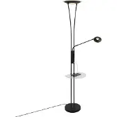 QAZQA Vloerlamp zwart met leesarm incl. LED en USB-poort - Sevilla