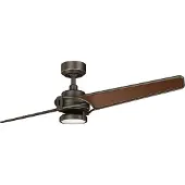 Kichler LED plafondventilator Xety Xety, dimbaar, brons / oud-messing, Woon-/ Eetkamer, Kunststof