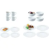 LSA International Dine Serviesset 4 Personen Set van 16 Stuks - Wit / Porselein