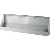 Delabie urinoirinrichting, wandmodel. Lengte: 2400 mm. Aansluiting: bovenkant. Materiaal: roestvast staal 1.4301. Kleur: zilver