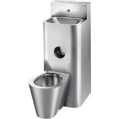 Delabie Gef.Kombi KOMPACT, toiletbodem met spoelbakken, roestvast staal 1.4301, voor wandmontage