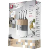 Richardson Sheffield - Fusion 5-Delige Messenset met Blok - Wit en Hout