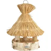 Esschert Design Voederhuis - Werk - Rieten dak - Wilde vogel - Natuurlijk - Beige