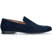 Manfield Blauwe suède loafers | Maat 40
