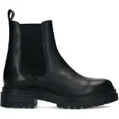 Manfield Korte zwarte leren chelsea boots | Maat 37