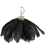 Ptmd collection PTMD Raina Black metal hanging lamp with feathers round (Zwart, 62x62x40cm)