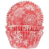 House of Marie Cupcake Vormpjes - Sneeuwkristal Rood - pk/50 - Baking Cups voor Muffins en Cupcakes