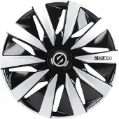 Sparco Wieldoppen Lazio 16 inch Zwart Zilver - 4 stuks