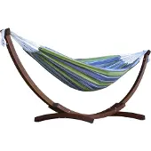 VIVERE Combo Pine hangmat met standaard (Frank's tweede kans: nee, Kleur: paars/blauw/groen)