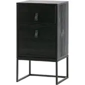 Woood Zola Nachtkastje Incl. Lade En Deur - Grenen - Zwart - 74x40x35