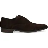 Manfield Donkerbruine suède veterschoenen | Maat 43