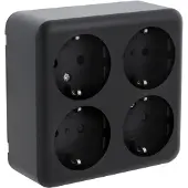 Q-Link Contactdoos | Opbouw | 4-voudig | Met Randaarde | Vierkant | Zwart - 00.945.59