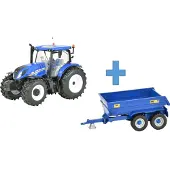 New Holland T6.175 met NC trailer van Britains - schaal 1:32