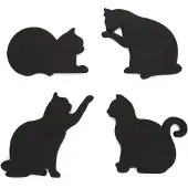 Balvi onderzetters Cat set van 4 - Zwart / 0,5 x 18 x 12 cm / Siliconen rubber