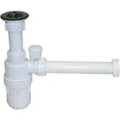 Plieger plugbekersifon kunststof met beluchter 5/4" m. muurbuis 32mm en rozet wit