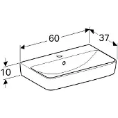Geberit Renova Compact WT, 600x370 mm, met aansluiting voor warm water, met aansluiting voor koud water, 1 stuk.
