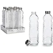 Vivalto Glazen waterfles AQUABOOGIE - drinkfles - sportfles - helder transparant - met RVS dop - 1100 ml