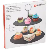 Alpina Leistenen etagère - 2 laags - Ø 20 en 25cm - presenteerschaal