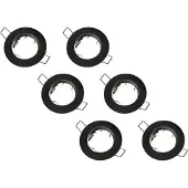 Groenovatie Inbouwspot, Rond, Aluminium, Mat Zwart, 6-pack