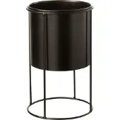 J-Line Bloempot op voet S D11x19cm - Metaal zwart