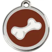 Red Dingo Comic Bone Brown roestvrijstalen hondenpenning large/groot dia. 3,8 cm
