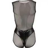 Cottelli - neglige body - glanzend netstof - zwart - XL