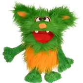 Living puppets Handpop monster to go - Groen monstertje van 35 cm