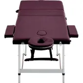 vidaXL Massagetafel inklapbaar 3 zones aluminum wijnpaars