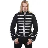 Banned - Gothic Uniformjas - Military Drummer - S tot 5XL - voor Mannen - zwart-zilverkleurig - Maat 5XL