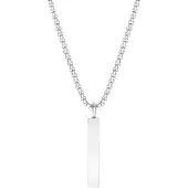 Lucardi Heren Ketting met smalle hanger plaat - Staal - Ketting - Vaderdag Cadeautje - 55 cm - Zilverkleurig