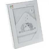 Gamberritos badcape Hondjes 100 x 100 cm katoen wit/grijs