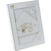 Gamberritos badcape Katjes 100 x 100 cm katoen wit/beige