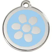 Red Dingo Flower Light Blue roestvrijstalen hondenpenning large/groot dia. 3,8 cm