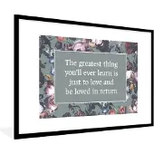 PosterMonkey Fotolijst incl. Poster - Bloemen - Quotes - Rozen - 120x80 cm - Posterlijst