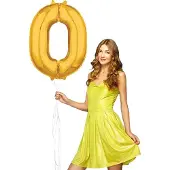 Wefiesta Inclusief helium ballon cijfer 0 gevuld goudkleurig.