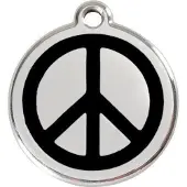 Red Dingo Peace Black roestvrijstalen hondenpenning large/groot dia. 3,8 cm